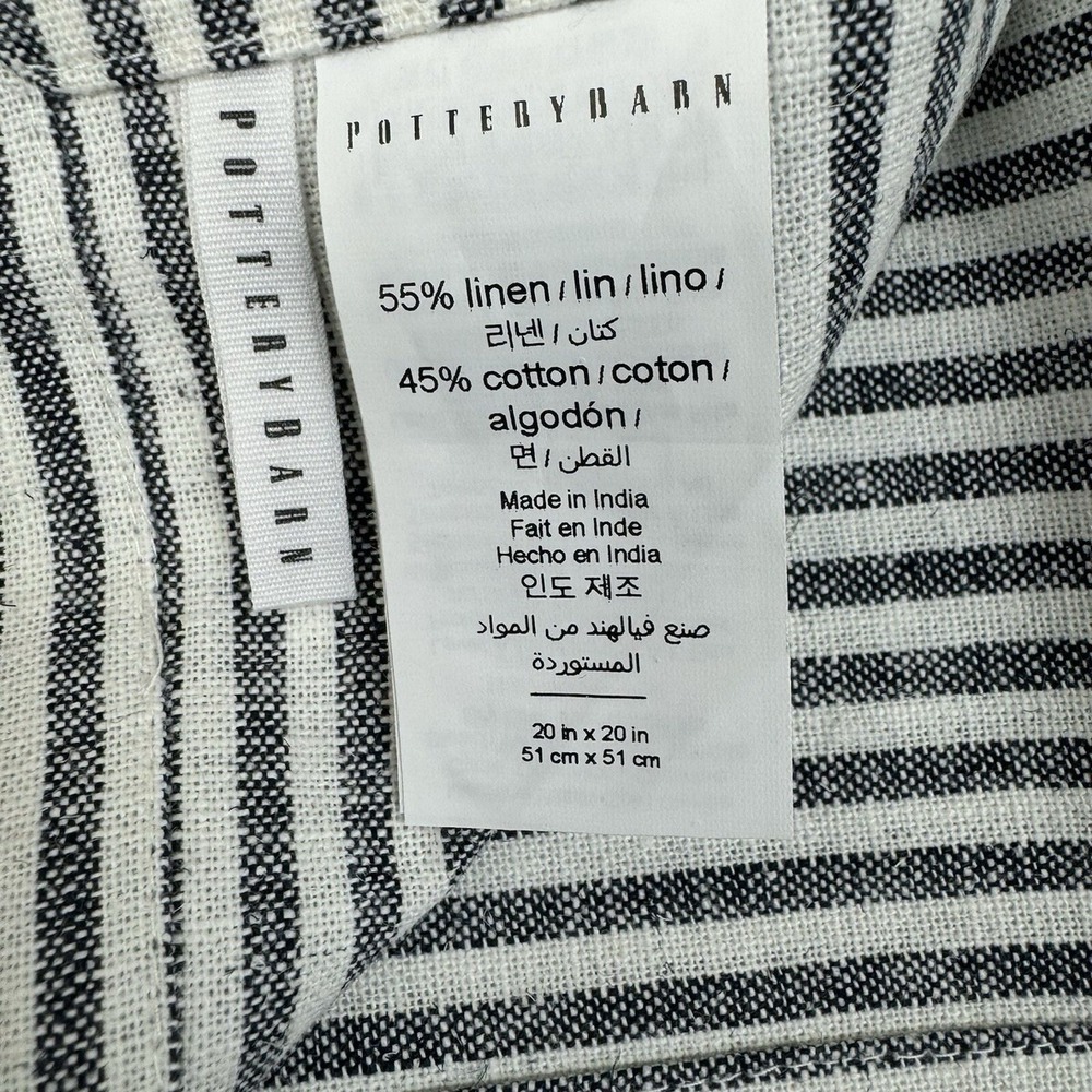 Pottery Barn Wheaton Striped Linen Cotton Napkins Set of 8. EUC. Classy.